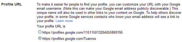 Google profile url